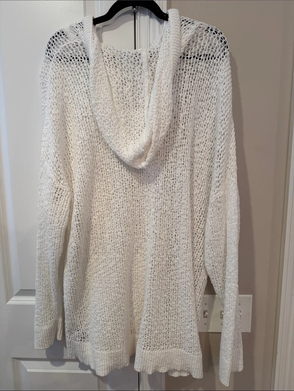torrid Cream Open-Knit Hooded Sweater